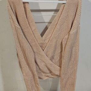 Forever 21 Blush Beige V-Neck Wrap Knit Sweater